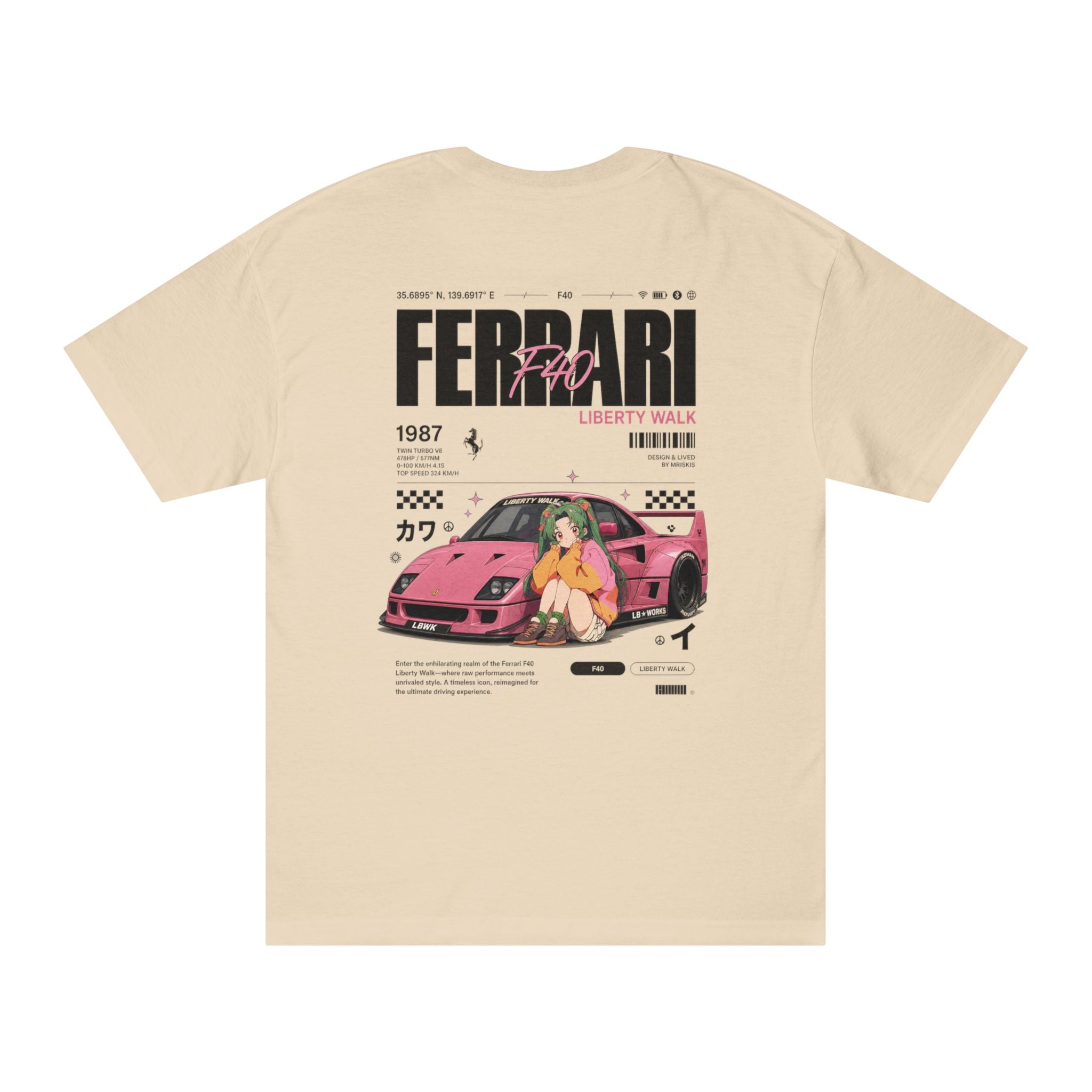 Ferrari F40 Liberty Walk Print Tee